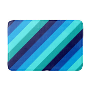 Icy Blue Teal Stripes Medium Bath Mat