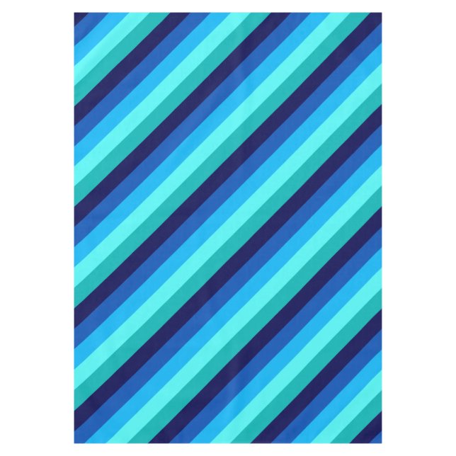 Icy Blue Teal Stripes Medium Tablecloth (Front)