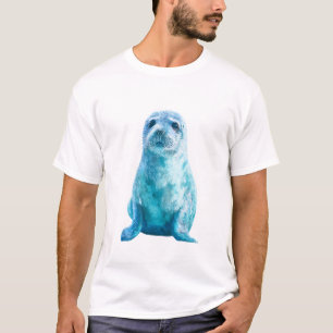 Icy Blue Watercolor Seal Pup Men T-Shirt
