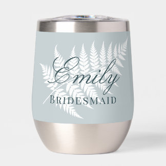 Icy Blue White Fern Bridesmaid Silver