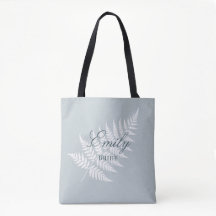 Icy Blue White Fern Elegant Pastel Bridal