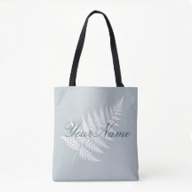 Icy Blue White Fern Elegant Personalised Name
