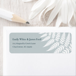 Icy Blue White Fern Return Address Label
