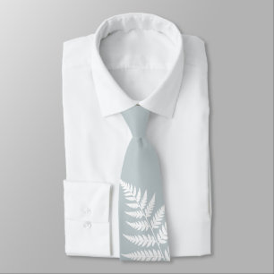 Icy Blue White Fern Simply Elegant Wedding Tie