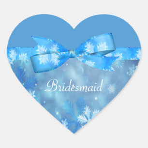 Icy Blue Winter Wonderland Wedding Heart Sticker