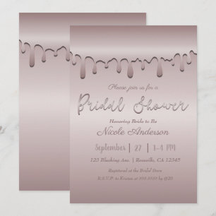Icy Blush Rose Gold Pink Drip Bridal Shower Invitation