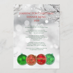 Icy Branches Holiday Custom Dinner Menu Template