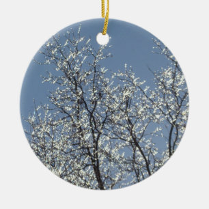 Icy Branches in Winter Blue Sky Ceramic Ornament
