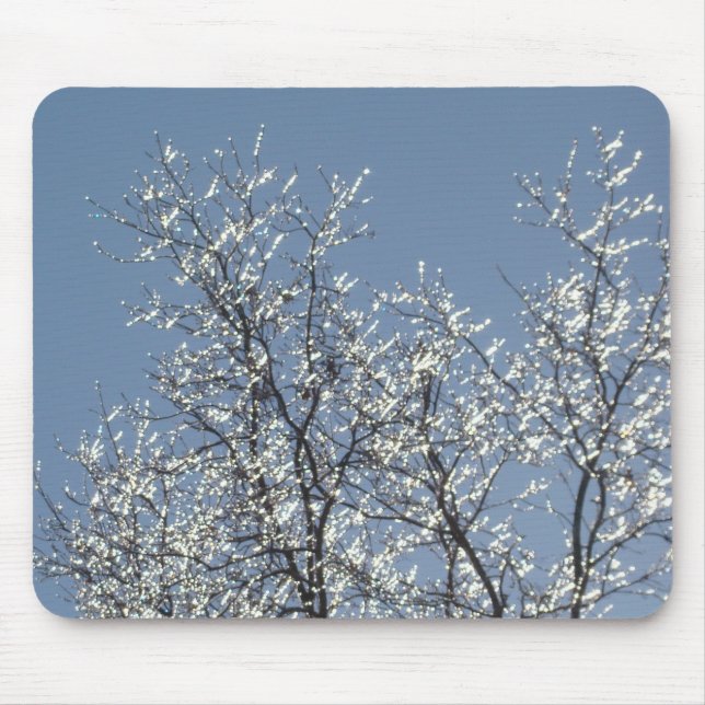 Icy Branches in Winter Blue Sky Mouse Pad (Front)