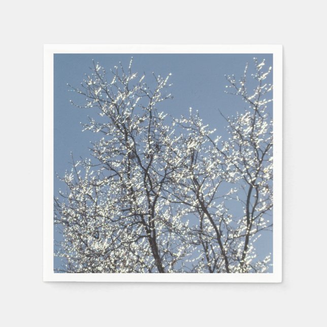 Icy Branches in Winter Blue Sky Napkin (Front)