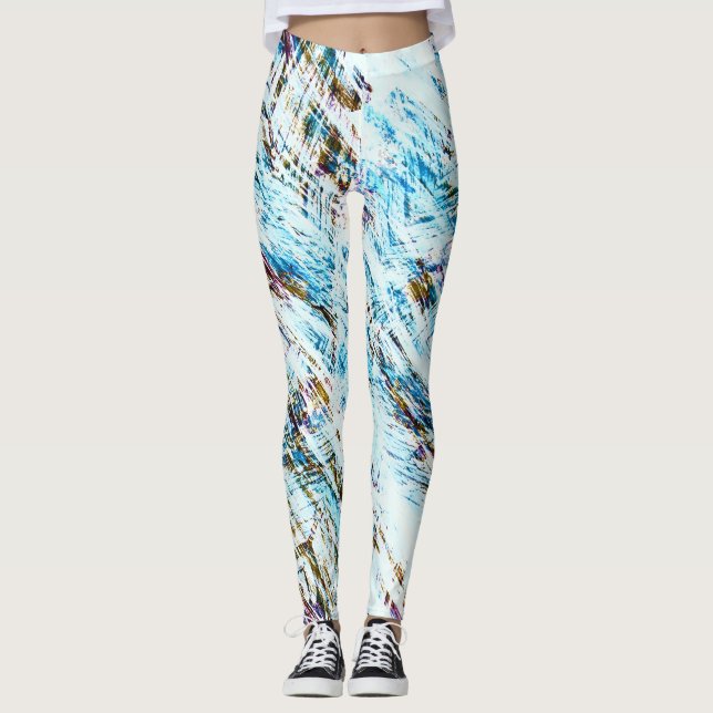 Icy Distressed Winter Striped Leggings (Front)