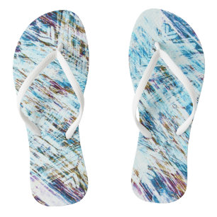 Icy Distressed Winter Striped Thongs