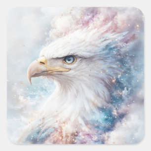Icy Eagle with Glowing Feathers Square Sticker