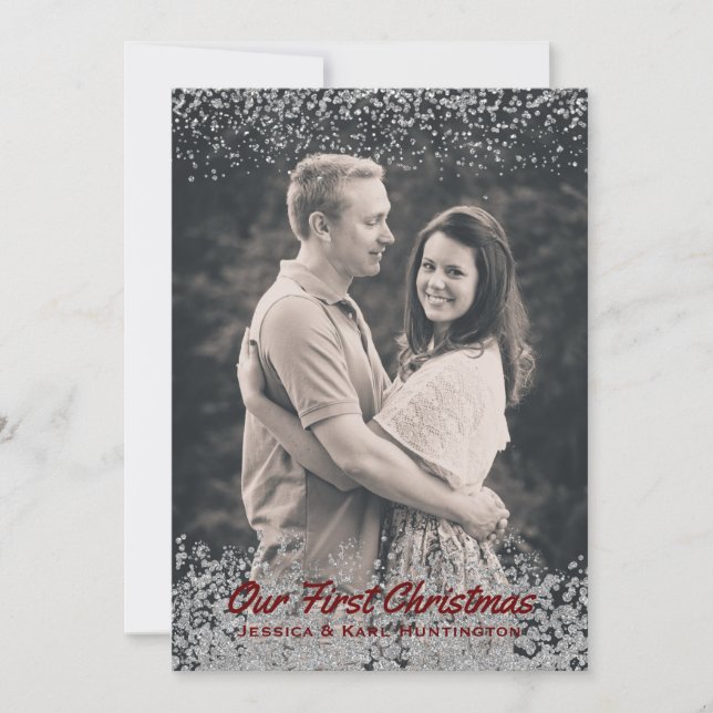 Icy Framed Christmas Photo Card (Front)