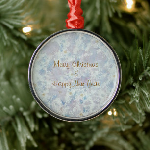 Icy Frost Metal Framed Xmas Happy New Year Ornament