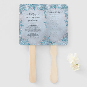 Icy Frozen Snowflakes Winter Wonderland Wedding Hand Fan