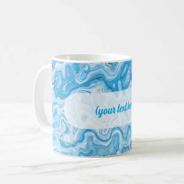 Icy Glacier Blue Marble Texture Abstract Liquid Coffee Mug (Front Left)