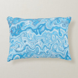 Icy Glacier Blue Marble Texture Abstract Liquid Decorative Cushion