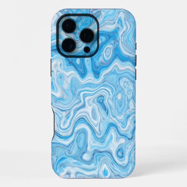 Icy Glacier Blue Marble Texture Abstract Liquid iPhone Case (Back)