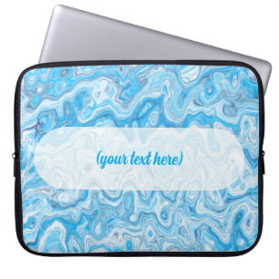 Icy Glacier Blue Marble Texture Abstract Liquid Laptop Sleeve