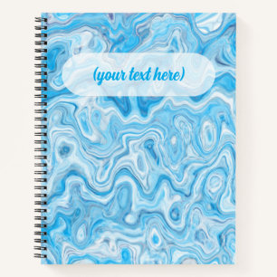 Icy Glacier Blue Marble Texture Abstract Liquid Notebook