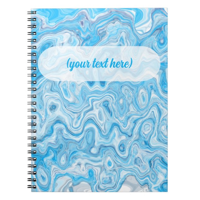 Icy Glacier Blue Marble Texture Abstract Liquid Notebook (Front)