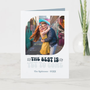 Icy Glam Champagne Retro New Year Photo Holiday Card