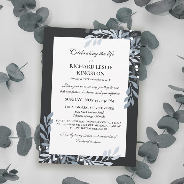 Icy Grey Greenery & White Berries Life Celebration Invitation (Creator Uploaded)