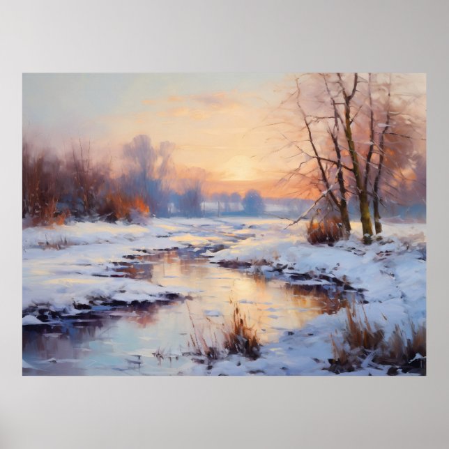 Icy Havel River at Sunset Poster (Front)