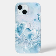 Icy Hearts and Snowflakes Watercolor Phone Case
