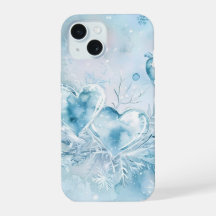 Icy Hearts and Snowflakes Watercolor Phone Case
