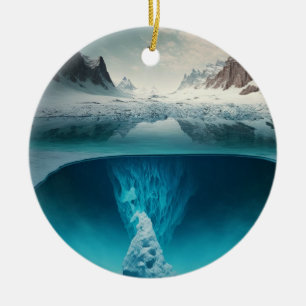 Icy Mountain View Ceramic Ornament
