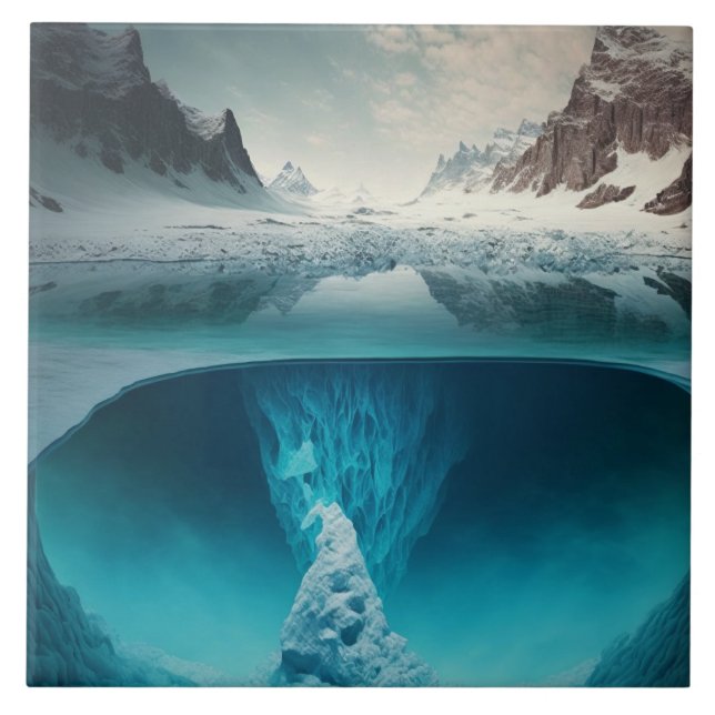Icy Mountain View Ceramic Tile (Front)