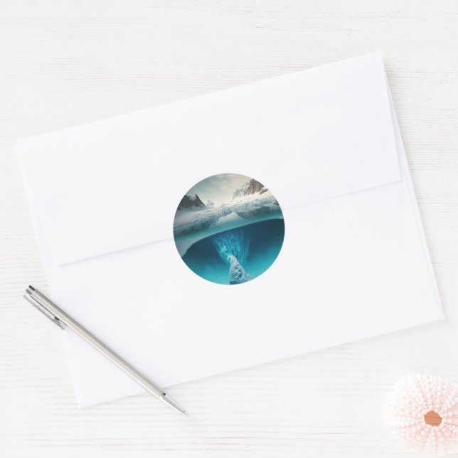 Icy Mountain View Classic Round Sticker (Envelope)