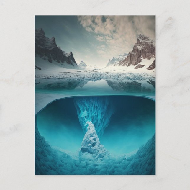 Icy Mountain View Holiday Postcard (Front)