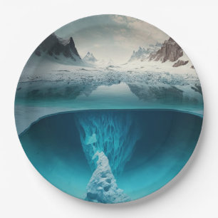 Icy Mountain View Paper Plate