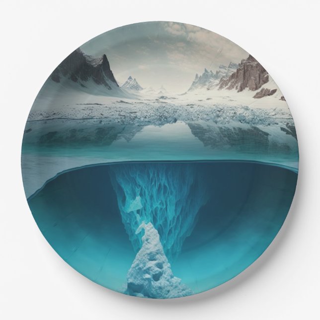 Icy Mountain View Paper Plate (Front)