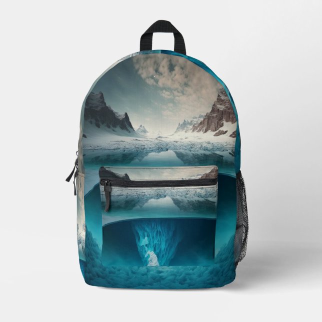 Icy Mountain View Printed Backpack (Front)