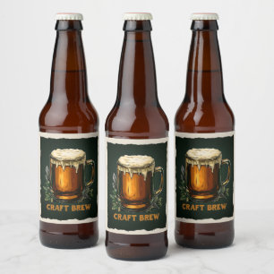 Icy Mug of Craft Brew Illustration Beer Bottle Label