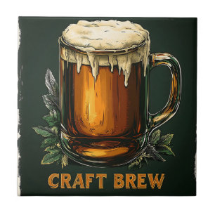 Icy Mug of Craft Brew Illustration Ceramic Tile