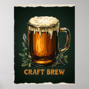 Icy Mug of Craft Brew Illustration Poster
