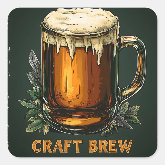 Icy Mug of Craft Brew Illustration Square Sticker (Front)