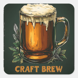 Icy Mug of Craft Brew Illustration Square Sticker