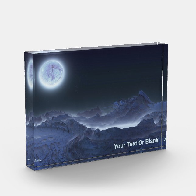 Icy Planet, Frozen Moon Photo Block (Left)