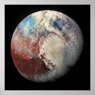 Icy Red Pluto Close-Up Poster