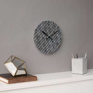 Icy slate geometric woven abstract pattern 1275 round clock