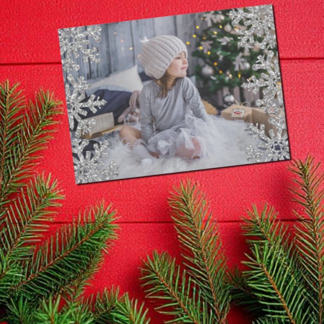 Icy Snowflakes Custom Photo Holiday Card (Creator Uploaded)