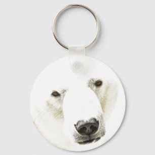 Icy stare of a polar bear key ring