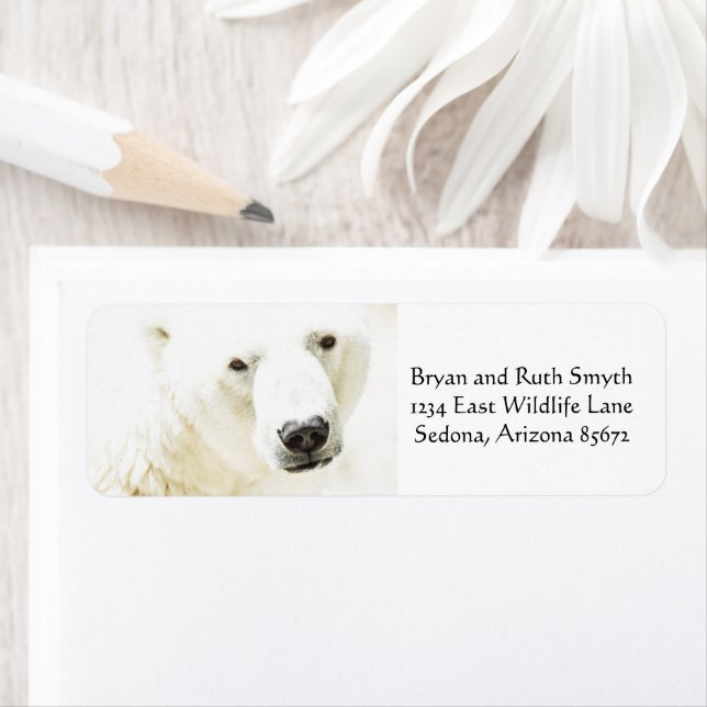 Icy Stare of a Polar Bear Return Address Label (Insitu)