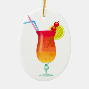 Icy Tropical Rum Punch Ceramic Tree Decoration